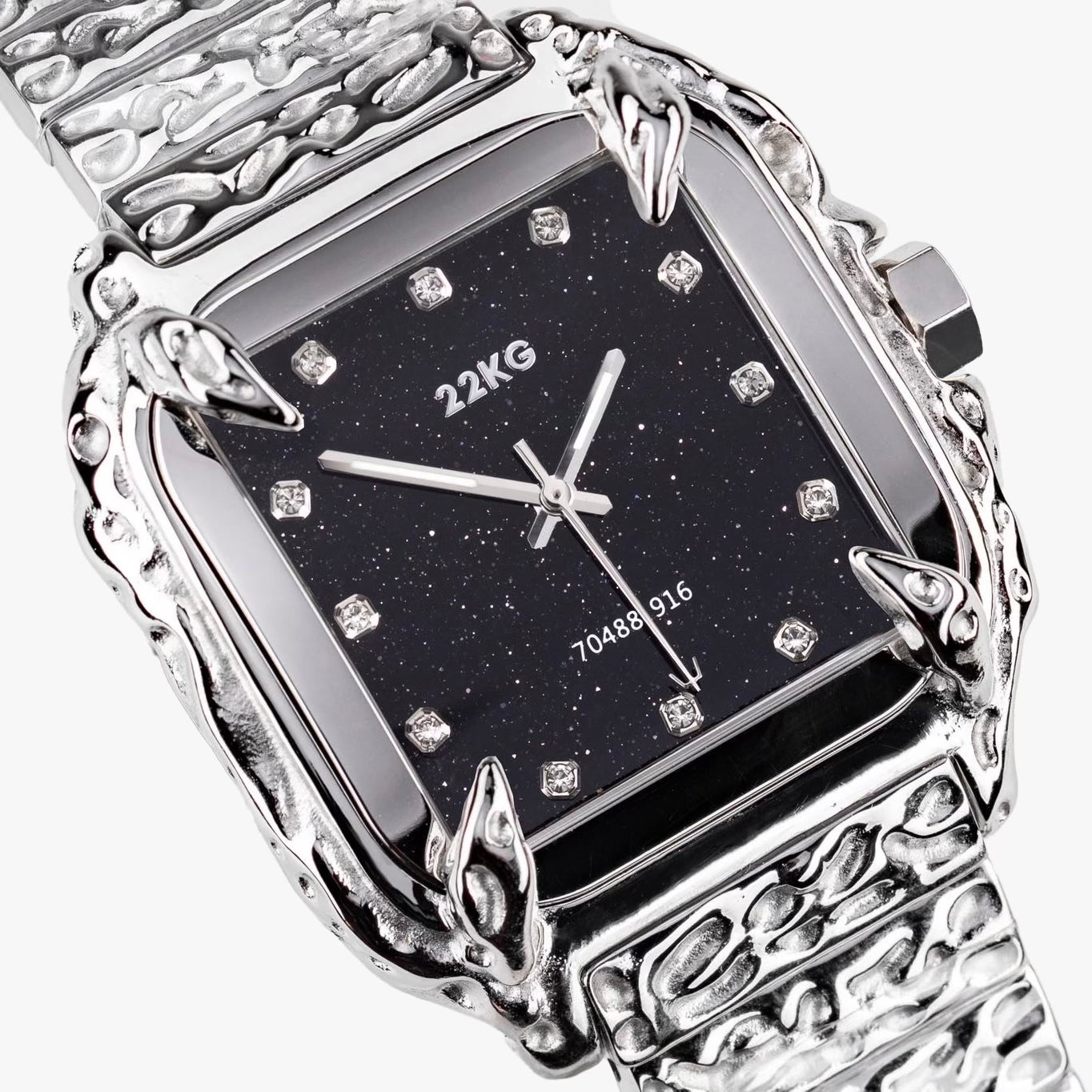22KG CANINE Watch Edition 8 aventurine dial side view - original in-house stainless steel design 